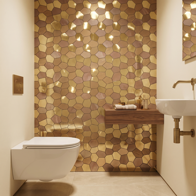 Polygon Gold Peel & Stick Splashback | 30×26.2 cm | Self-Adhesive Mosaic Tile