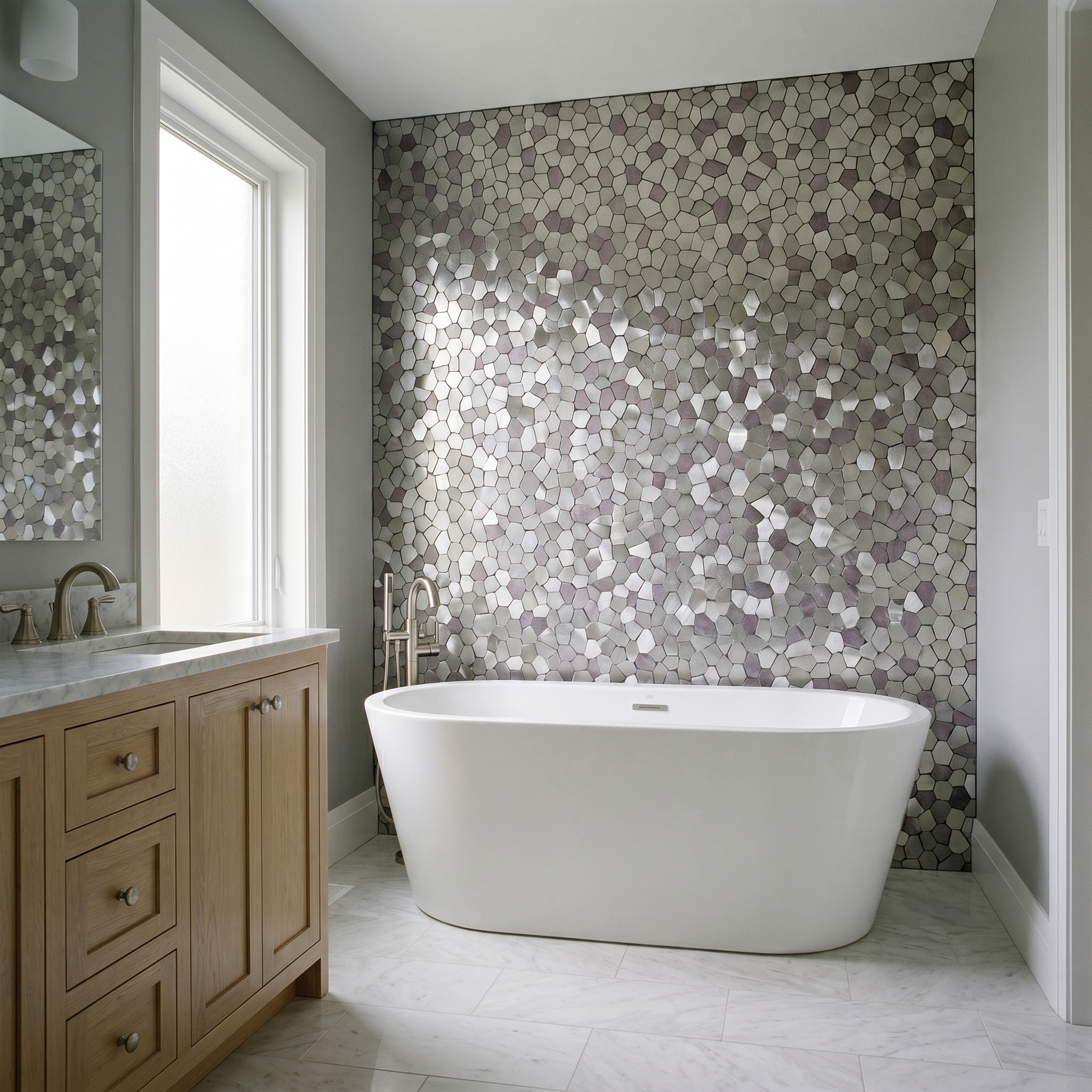 Polygon Gray Peel & Stick Splashback | 30×26.2 cm | Self-Adhesive Mosaic Tile