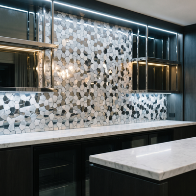 Polygon Silver Peel & Stick Splashback | 30×26.2 cm | Self-Adhesive Mosaic Tile