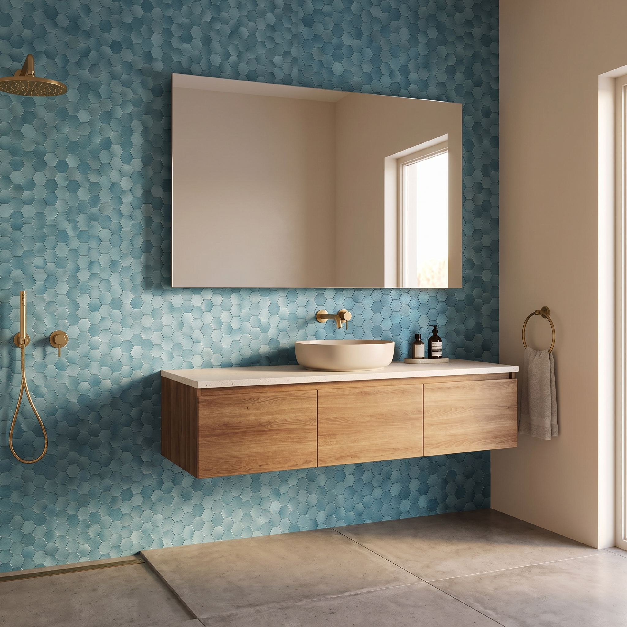 Hexagon Blue Peel & Stick Splashback | 28.8×29.2 cm | Self-Adhesive Mosaic Tile