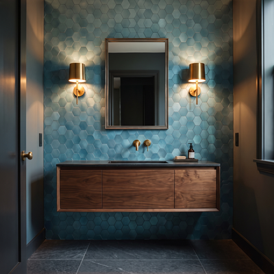 Hexagon Blue Peel & Stick Splashback | 28.8×29.2 cm | Self-Adhesive Mosaic Tile