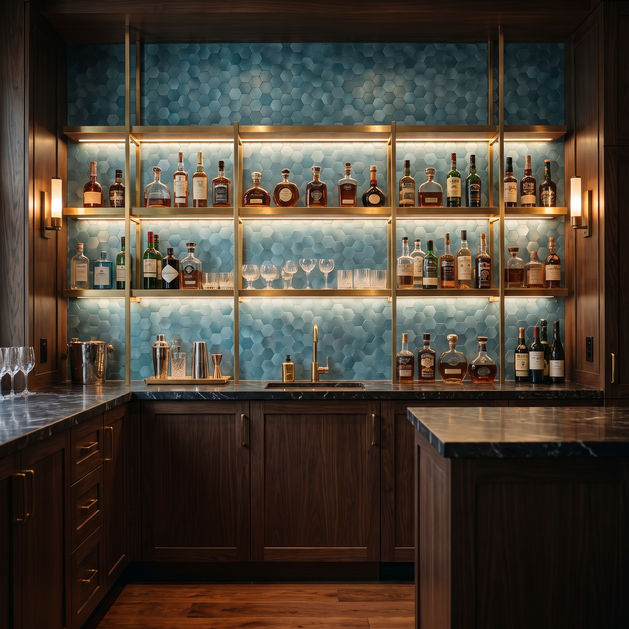 Hexagon Blue Peel & Stick Splashback | 28.8×29.2 cm | Self-Adhesive Mosaic Tile