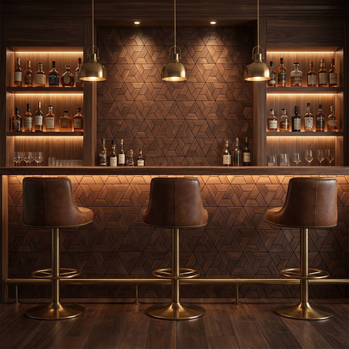 Aster Brown decorative wall panel as a bar back wall