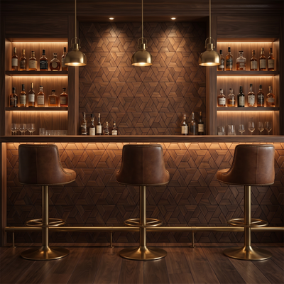 Aster Brown decorative wall panel as a bar back wall