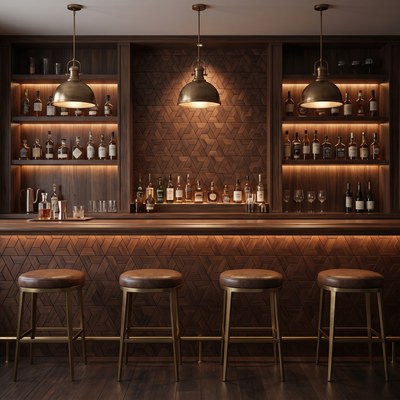 Aster Smoked Brown decorative wall panel as a bar back wall