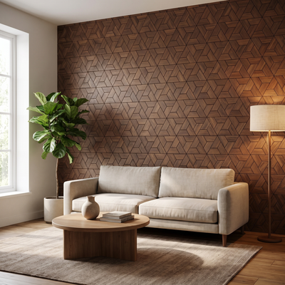 Aster Brown decorative wall panel in a modern living room