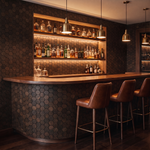 Snowdrop Rose Black decorative wall panel as a bar back wall