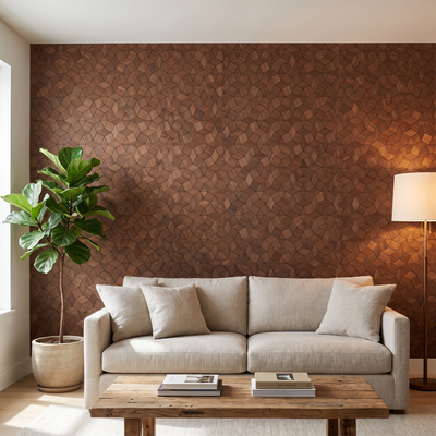 Gardenia Smoked Brown decorative wall panel in a modern living room