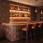 Gardenia Smoked Brown decorative wall panel as a bar back wall